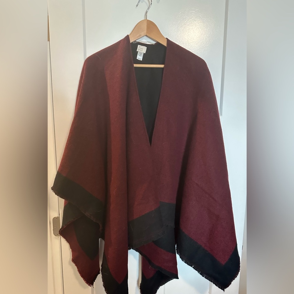 A New Day Maroon and Black Poncho
